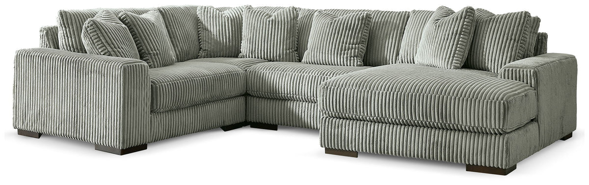 Lindyn - Sectional Pearl Silver 4 Pc. Left Arm Facing Corner Chaise Sectional by Signature Design by Ashley® | Bel Furniture