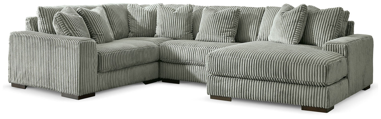 Lindyn - Sectional Pearl Silver 4 Pc. Left Arm Facing Corner Chaise Sectional by Signature Design by Ashley® | Bel Furniture