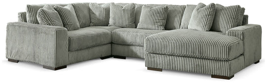 Lindyn - Sectional Pearl Silver 4 Pc. Left Arm Facing Corner Chaise Sectional by Signature Design by Ashley® | Bel Furniture