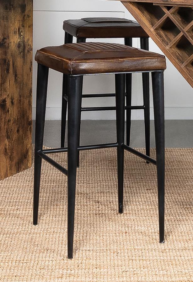 Alvaro - Leather Upholstered Backless Bar Stool (Set of 2)