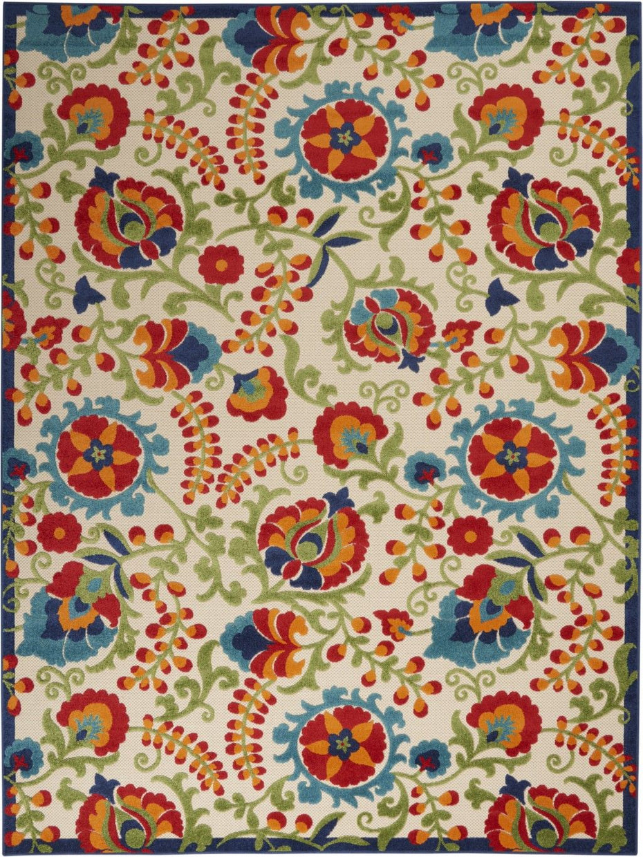 8' X 11' Floral Indoor / Outdoor Area Rug - Multicolor