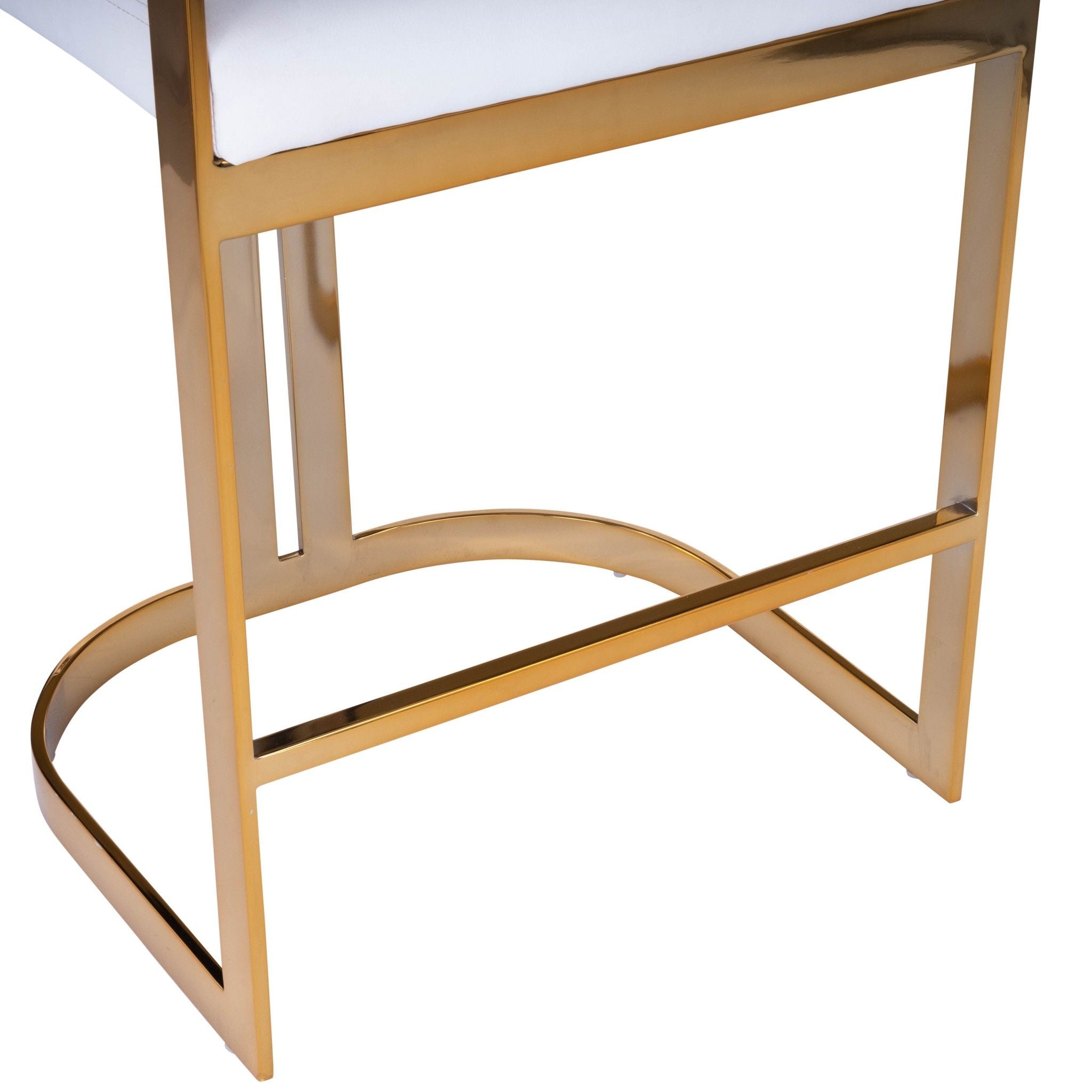 Iron Low Back Counter Height Bar Chair - White / Gold