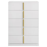 Ines - 5-Drawer Bedroom Chest Of Drawers - White High Gloss