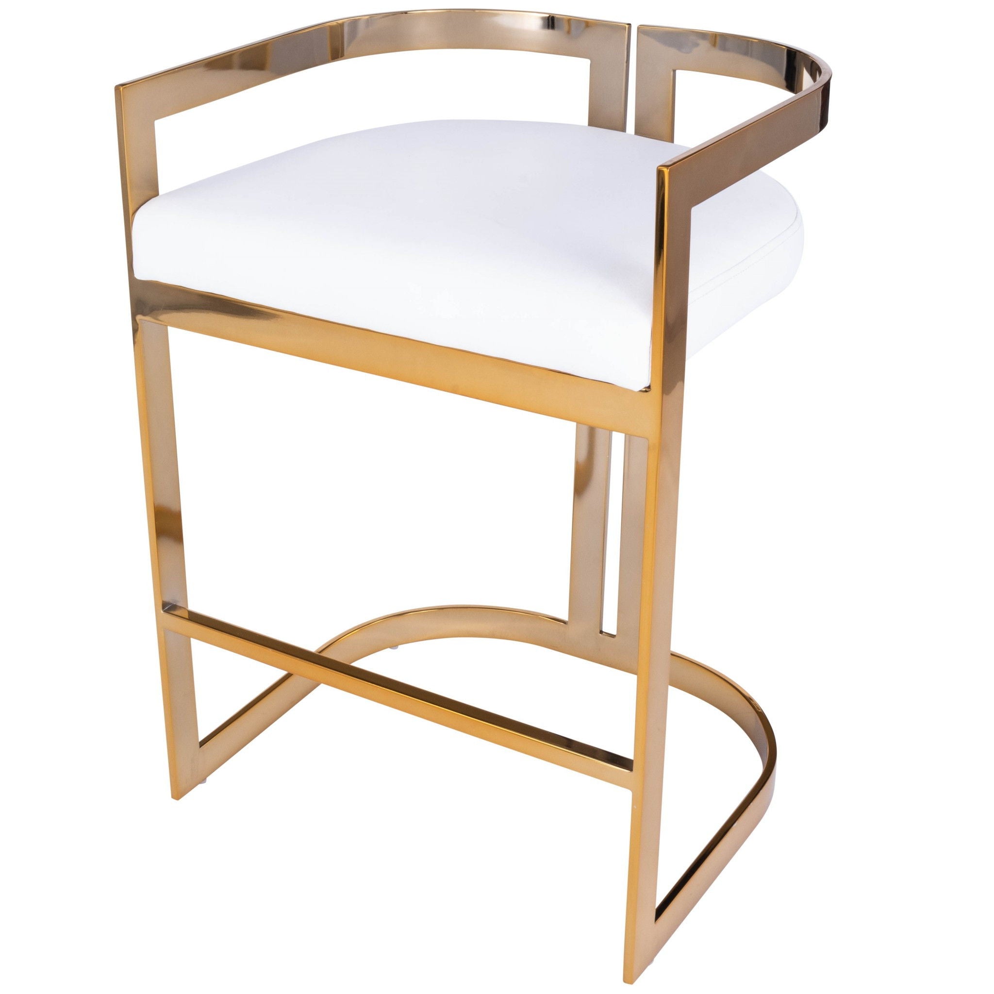 Iron Low Back Counter Height Bar Chair - White / Gold