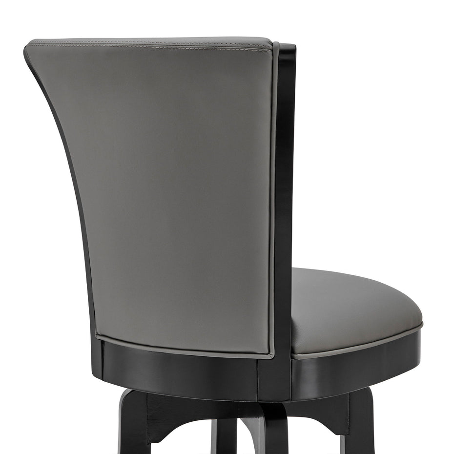 45" Faux Leather Swivel Bar / Height Bar Chair - Gray / Black