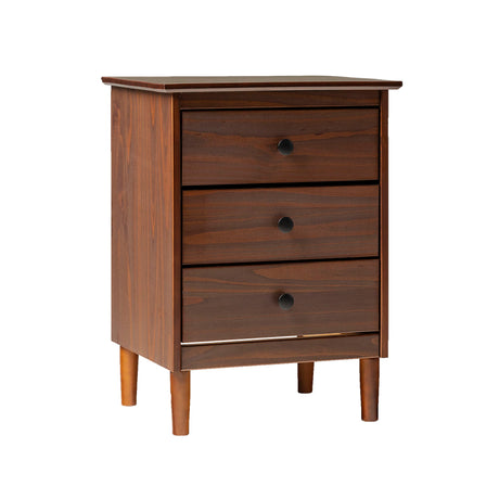Classic 3 Drawer Solid Wood Nightstand Dark Brown by Walker Edison | Bel Furniture