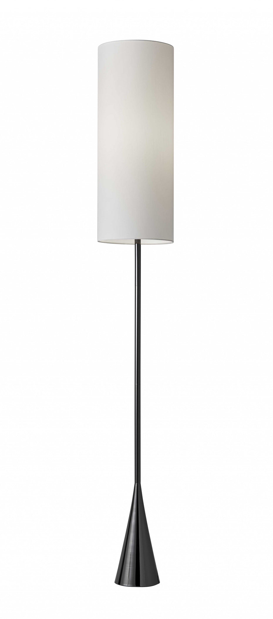 Dramatic Floor Lamp Bell Shaped Base In Nickel Finish Metal - Black