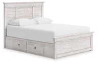 Makidern - Panel Storage Bed With 2 Under Bed Storage Units