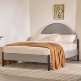 Bed Modern Upholstered Curved Headboard by Walker Edison | Bel Furniture