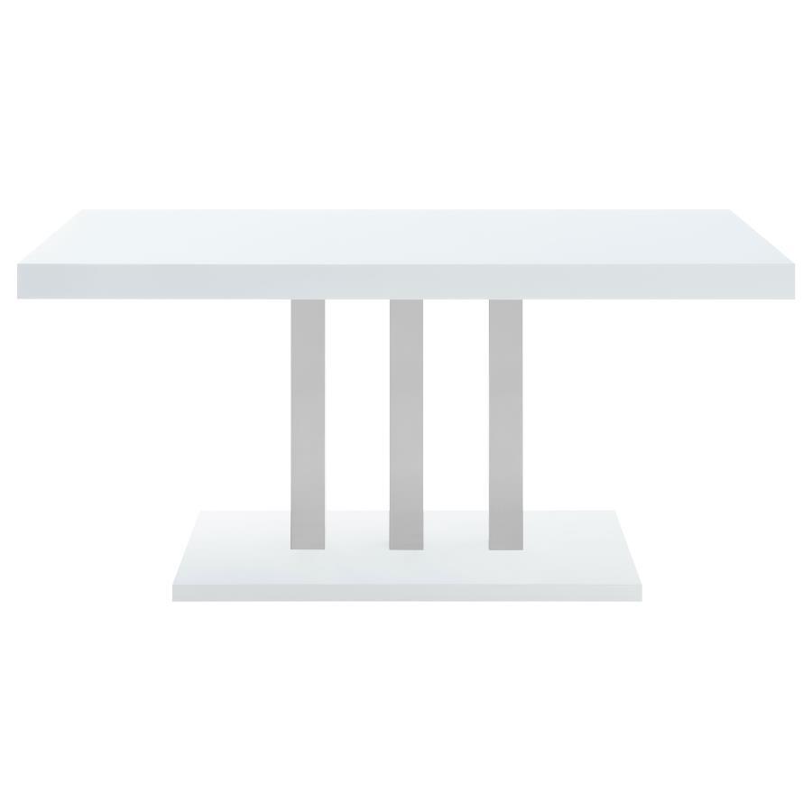 Brooklyn - Rectangular Dining Table - White High Gloss by CoasterEssence | Bel Furniture