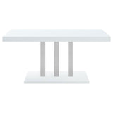 Brooklyn - Rectangular Dining Table - White High Gloss by CoasterEssence | Bel Furniture