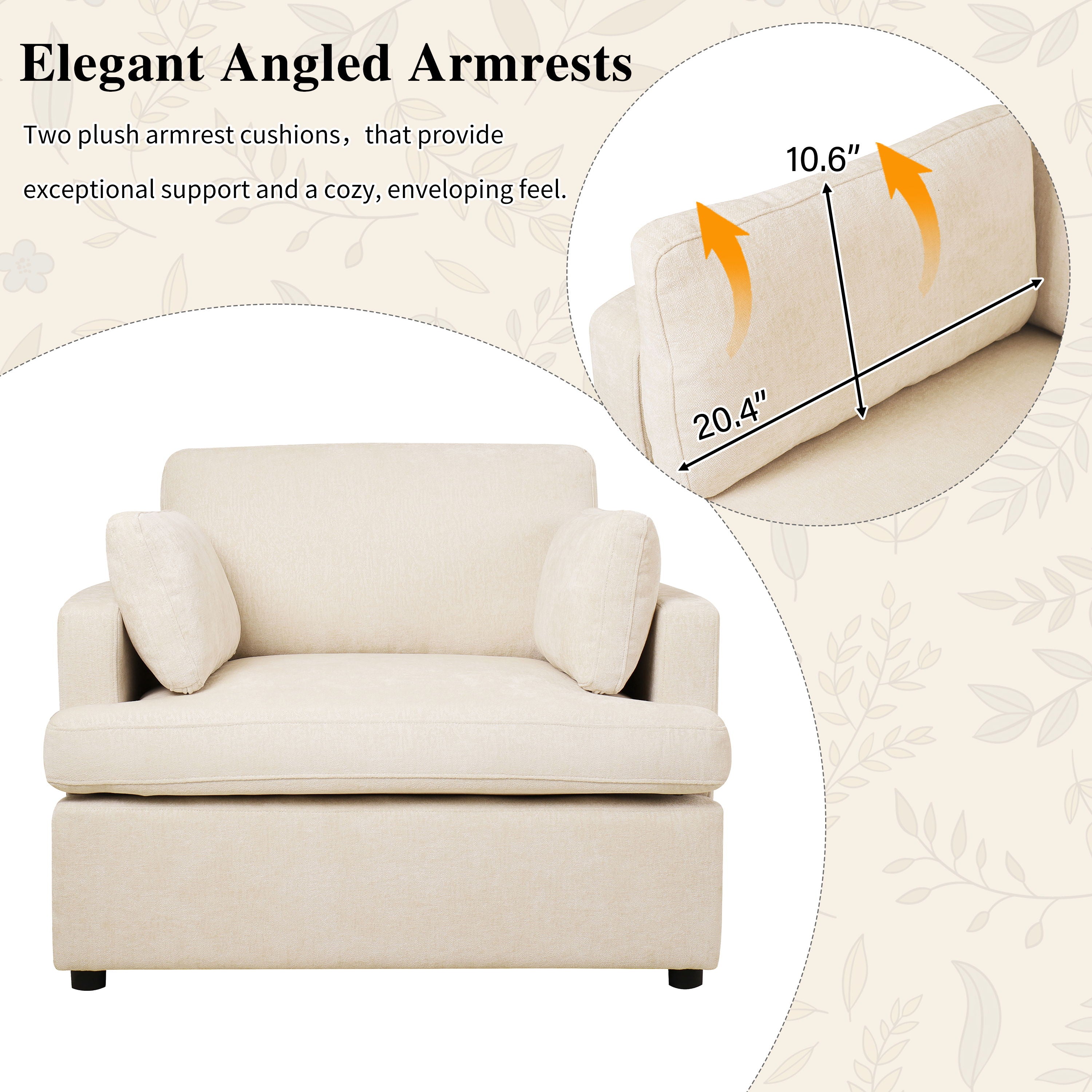 Oversized Accent Chair Comfortable Armrest Cushions, Versatile Neutral Style, Elegant Design, Durable Frame