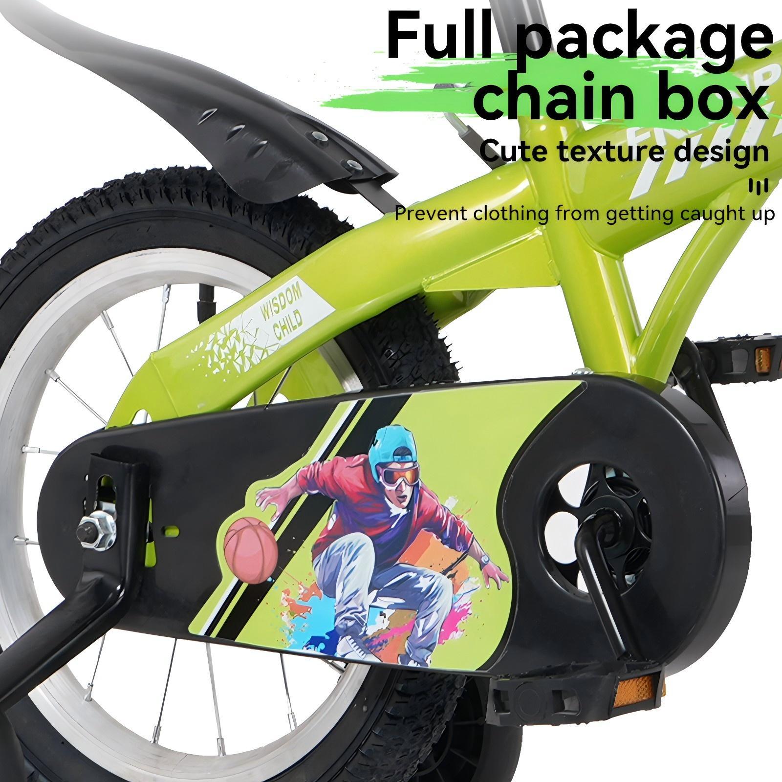 Fkznpj - 16" Sporty Kids Bike With Training Wheels And Stand Adjustable Saddle Suitable For Boys And Girls Aged 4 - 8 Years Tall Height 41 - 46" Available In A Variety Of Colors