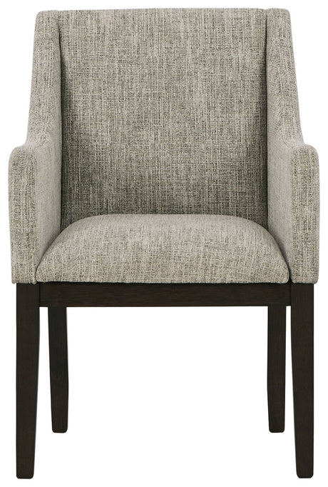 Burkhaus - Beige / Dark Brown - Dining UPH Arm Chair (Set of 2) by Signature Design by Ashley® | Bel Furniture