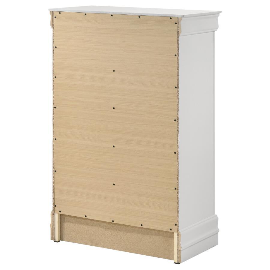 Louis Philippe - 5-Drawer Bedroom Chest - White