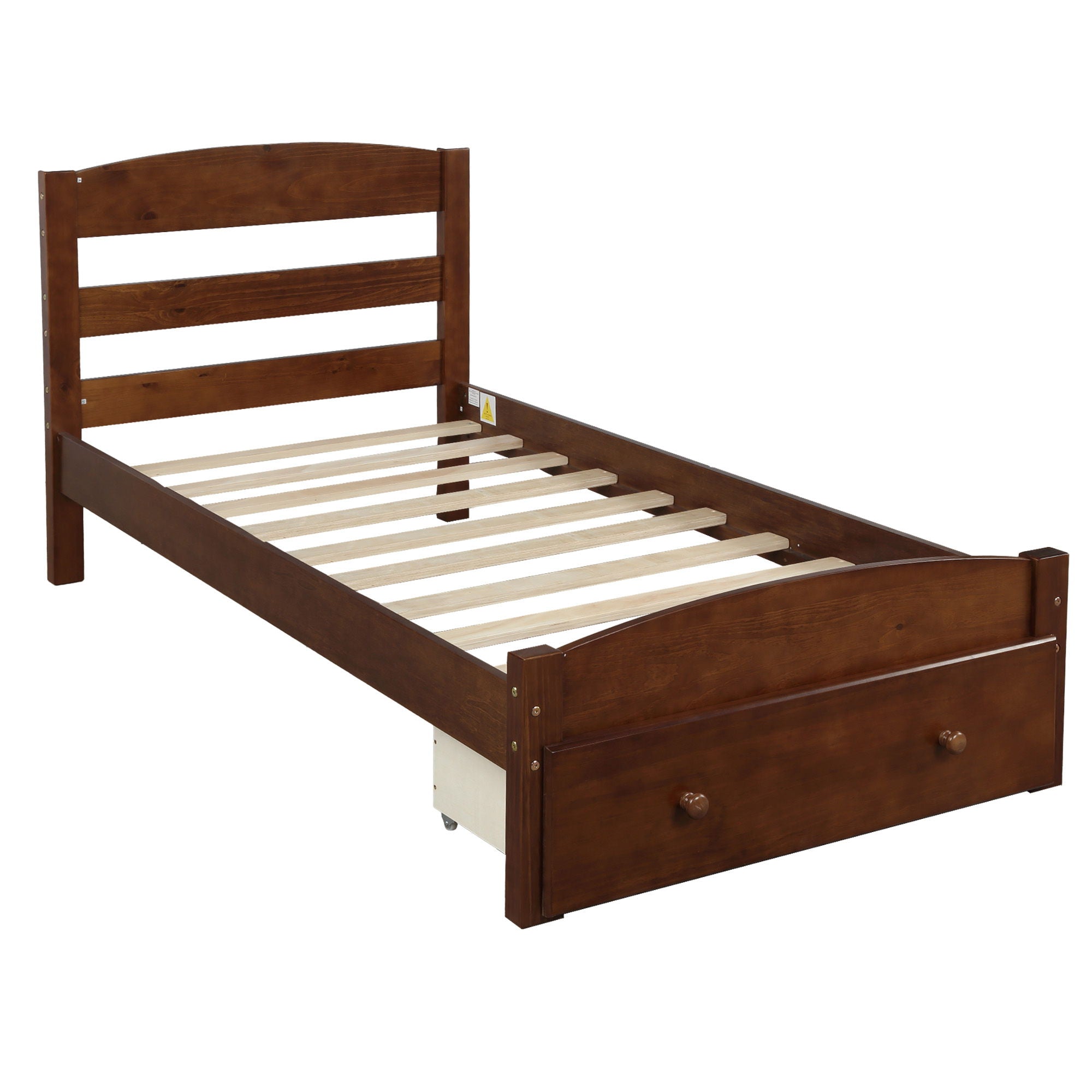 Platform Bed Frame With Storage Drawer And Wood Slat Support No Box Spring Needed