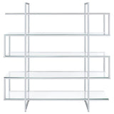 Elmer - 5-Shelf Bookshelf - Clear And Chrome by CoasterElevations | Bel Furniture