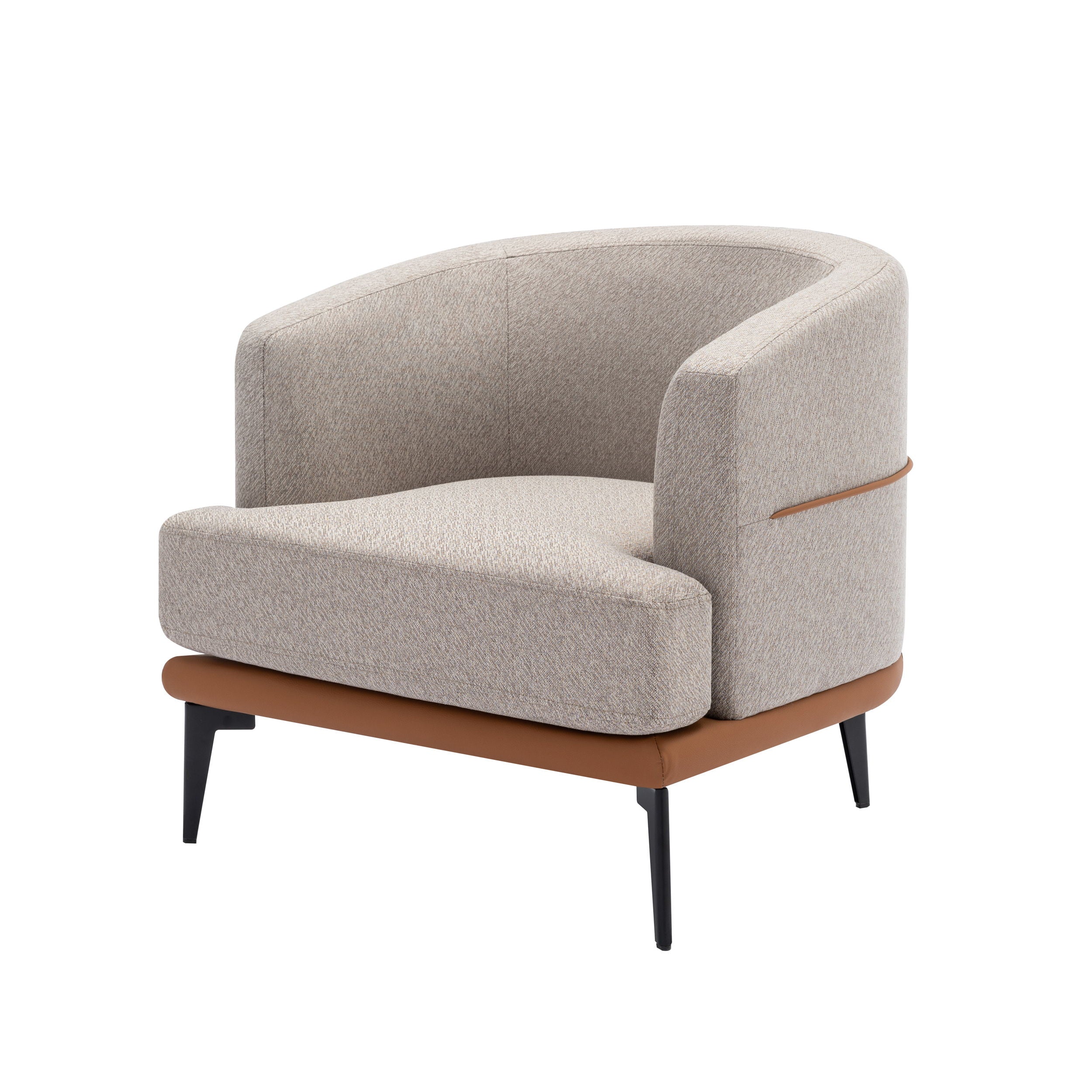 Modern Two-Tone Barrel Chair, Upholstered Round Armchair For Living Room Bedroom Reading Room