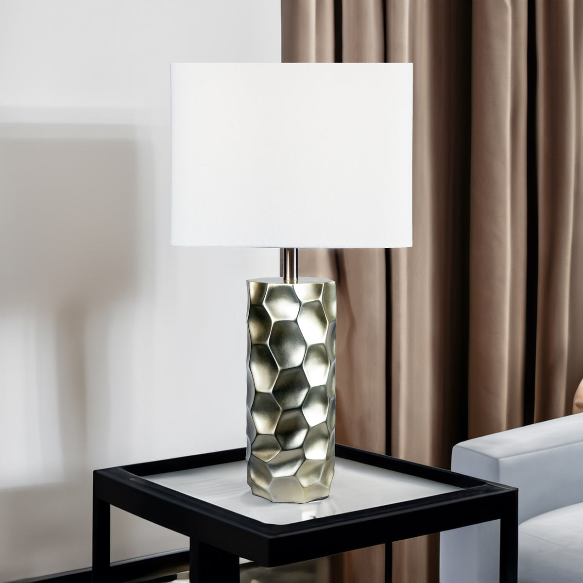 Table Lamp - Metallic And White by Crown Mark | Bel Furniture