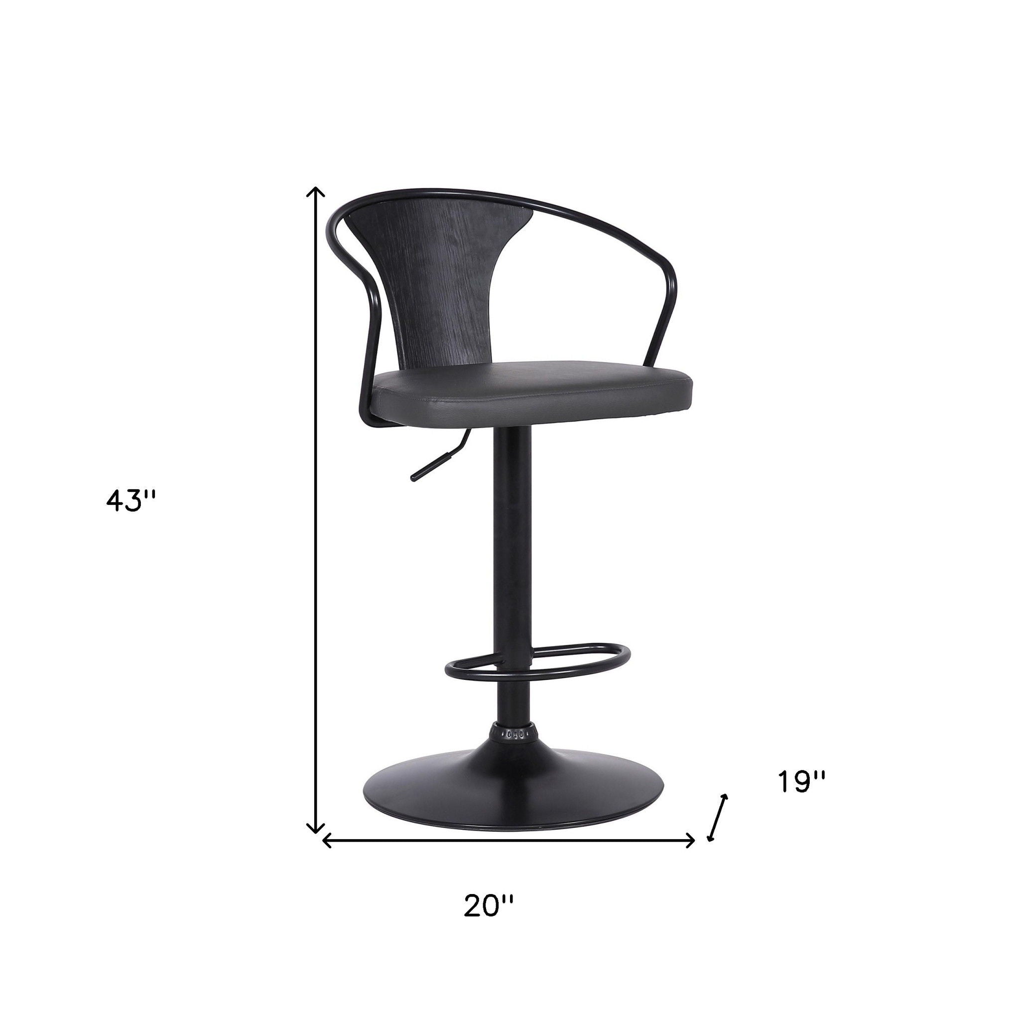 43" Swivel Low Back, Adjustable Height Bar Chair - Gray / Black