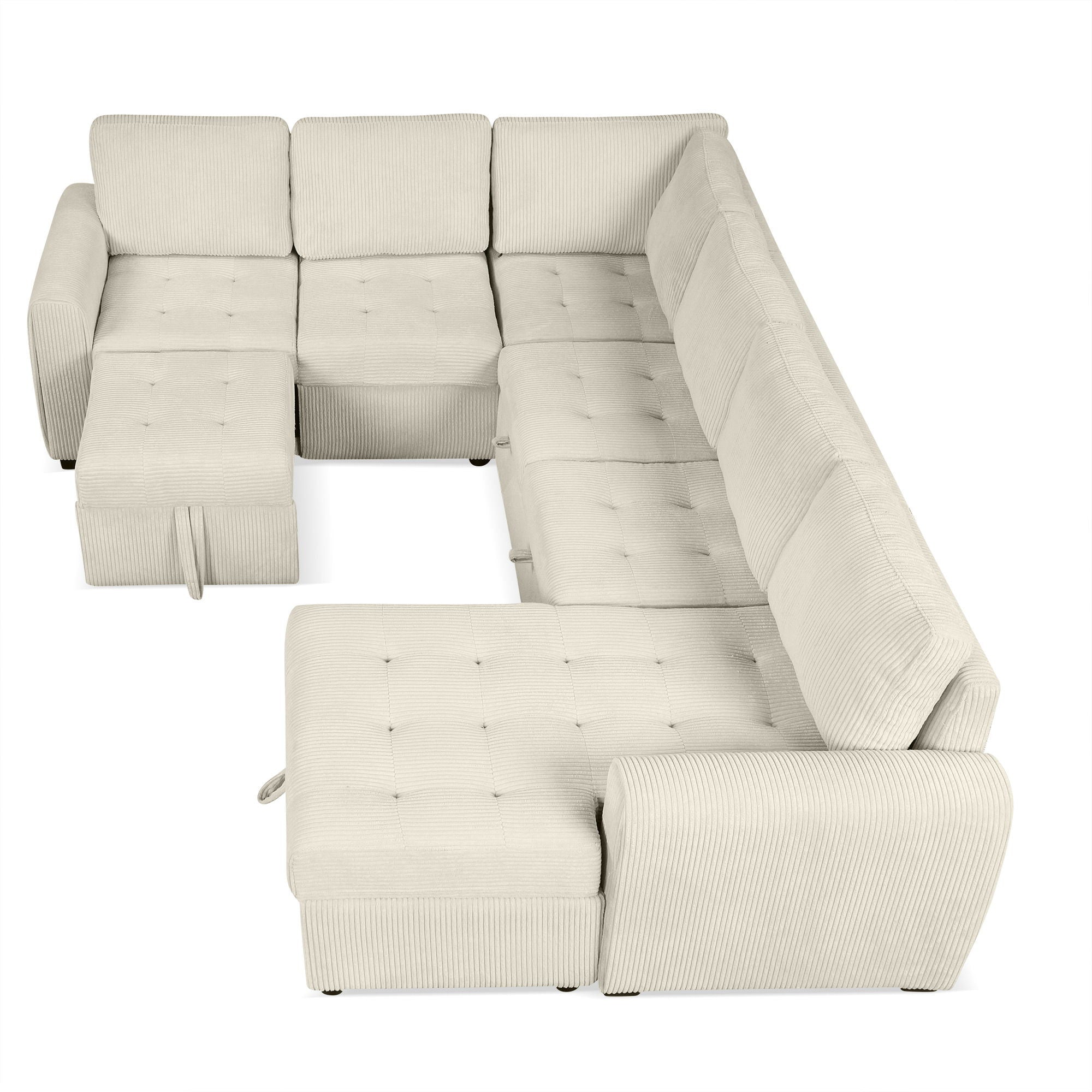 U-Shaped Sofa Sectional Sofa Pull-Out Sofa Bed With A Storage Chaise Lounge, Charging Devices For Living Room