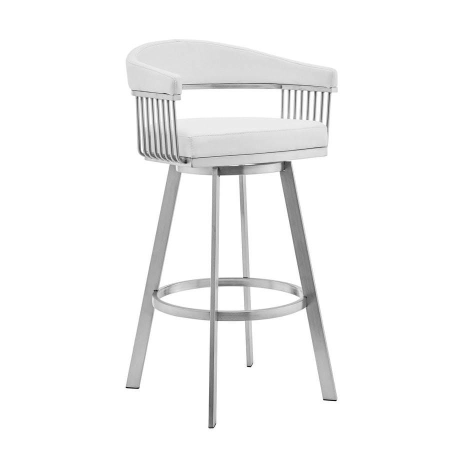 Swivel Low Back Counter Height Bar Chair - White