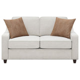 Christine - Upholstered Sloped Arm Loveseat - Beige by CoasterElevations | Bel Furniture