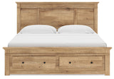Makidern - Panel Storage Bed With Under Bed Storage Unit And Storage Footboard