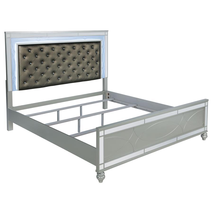 Gunnison - Wood LED Panel Bed Pearl Silver by CoasterEssence | Bel Furniture