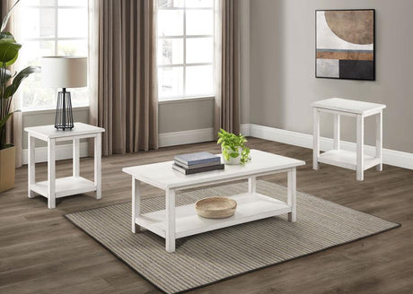 Payne - Coffee And End Table Set White 3 Pc. Coffee Table, 2 End Tables by Coaster Fine Furniture | Bel Furniture