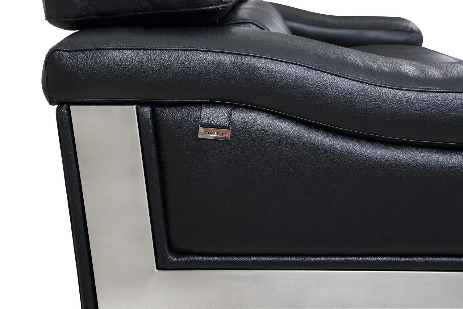 Love Seat Genuine Leather - Black / Silver