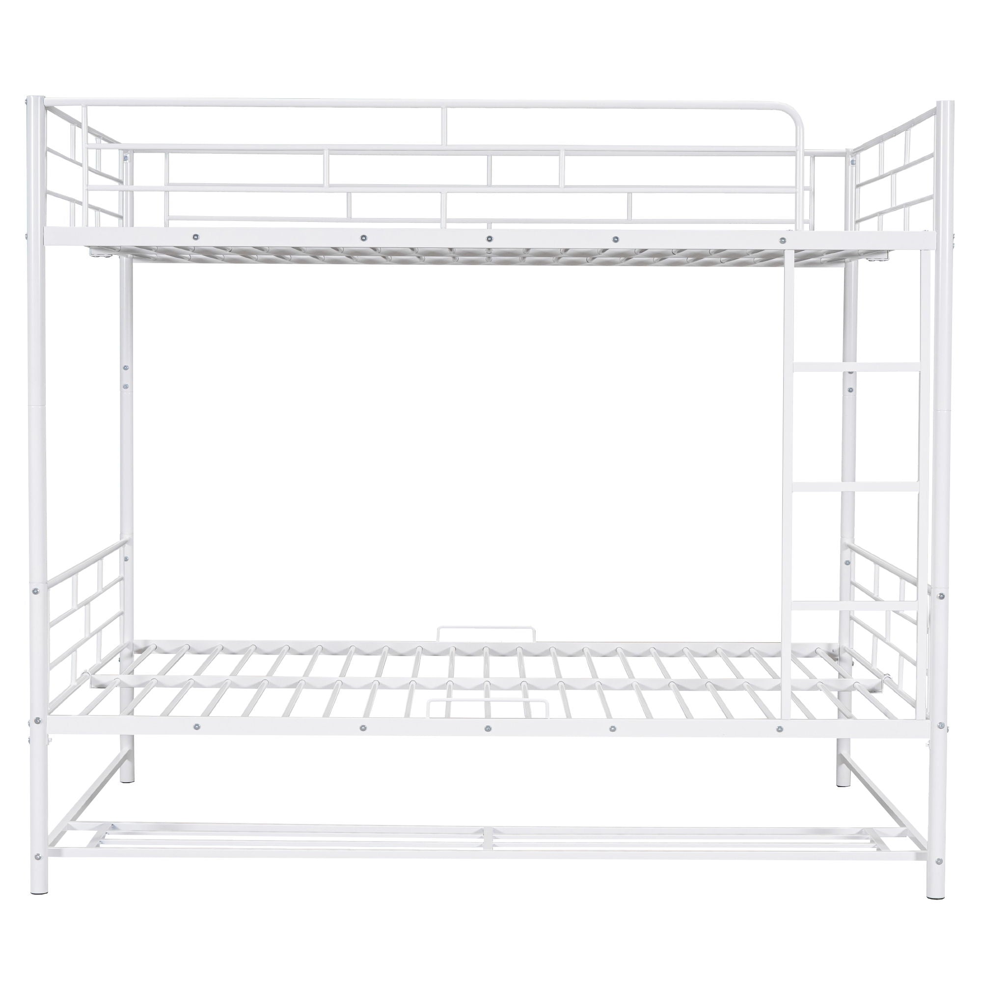 Metal Bunk Bed With Shelf And Guardrails