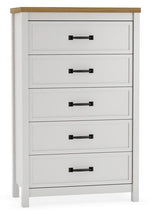 Kerisden - Five Drawer Chest - White / Brown
