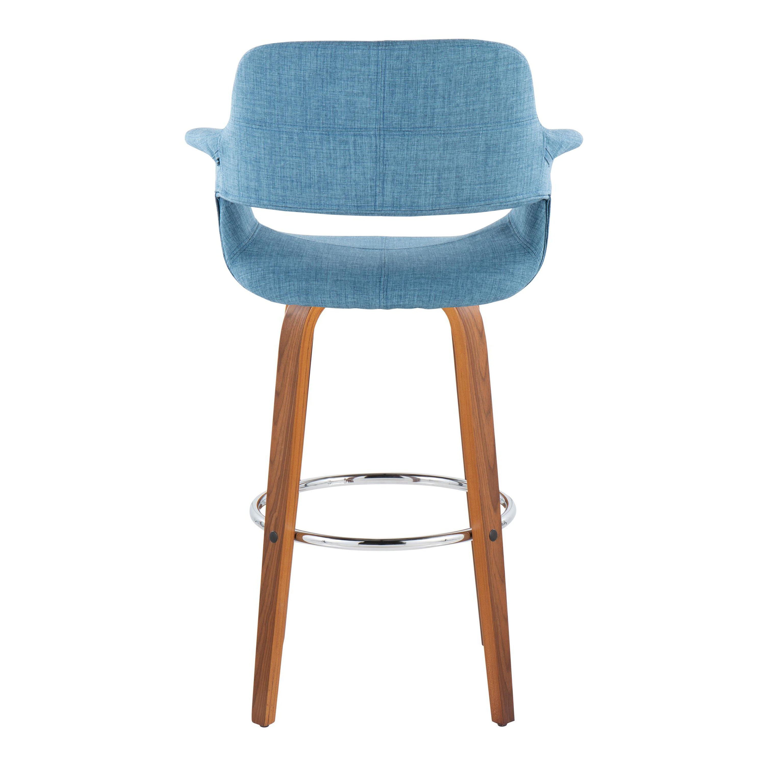 Vintage Flair - Mid Century Modern Fixed Height Barstool With Swivel & Round Footrest (Set of 2)