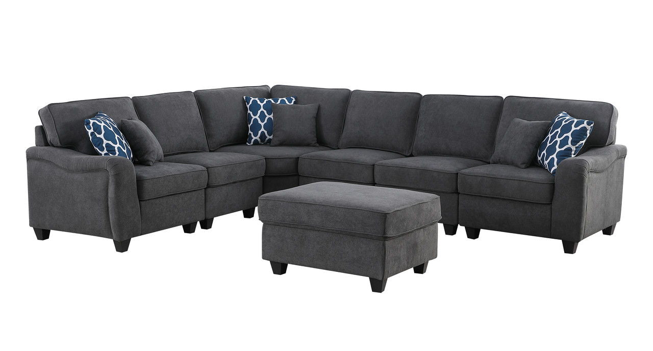 Leo - Woven Modular L-Shape Sectional Sofa And Ottoman