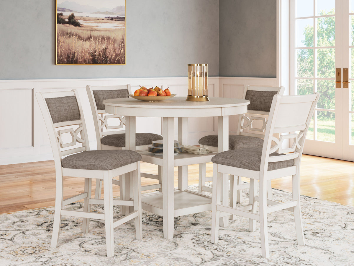 Erinberg - Antique White - Dining Room Counter Table Set (Set of 5) by Signature Design by Ashley® | Bel Furniture