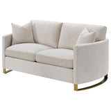 Corliss - Upholstered Arched Arm Loveseat by CoasterElevations | Bel Furniture