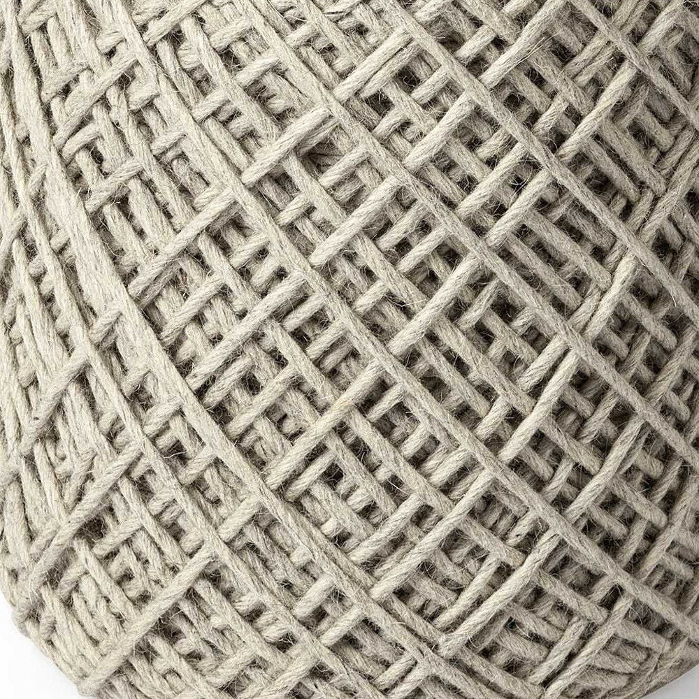 Wool Cylindrical Pouf With Diamond Pattern - Oatmeal