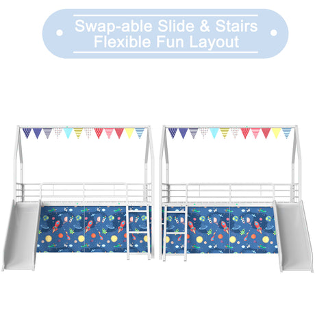 Jack - House Loft Bed With Slide And Curtain Set - view 17