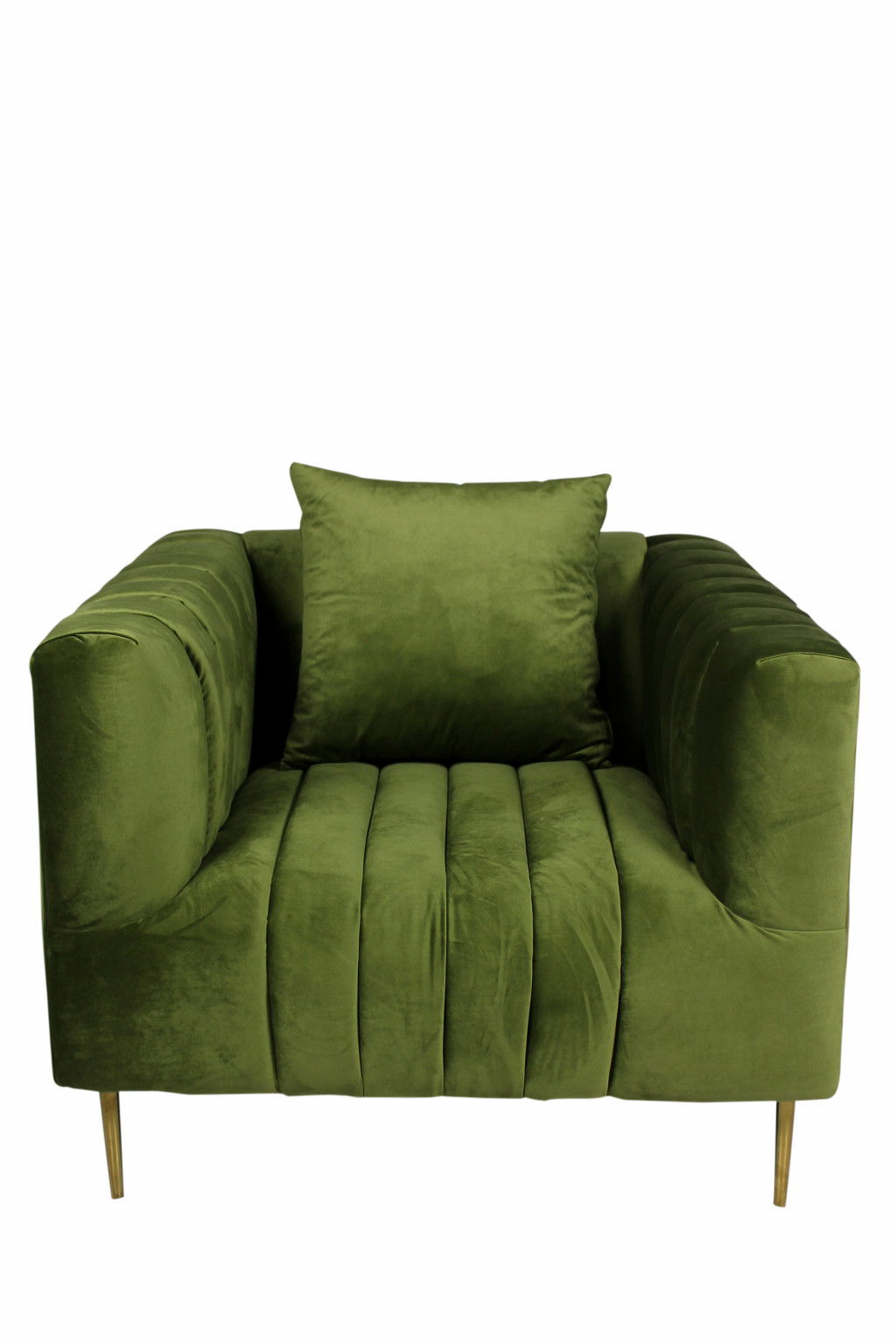 Velvet And Gold Solid Color Lounge Chair - Olive