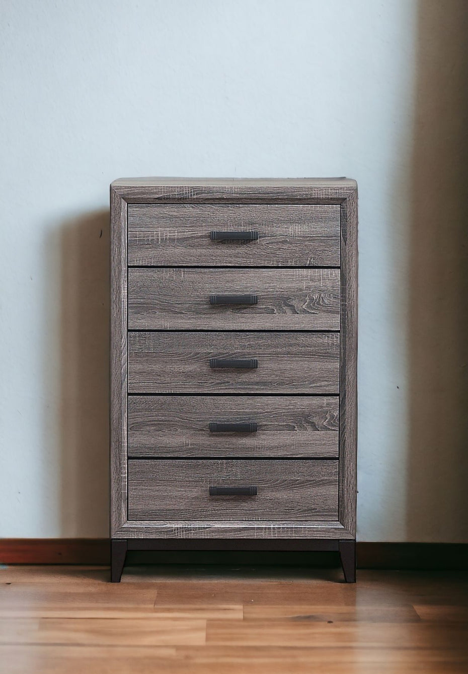 Wooden 5 Drawer Chest - Gray