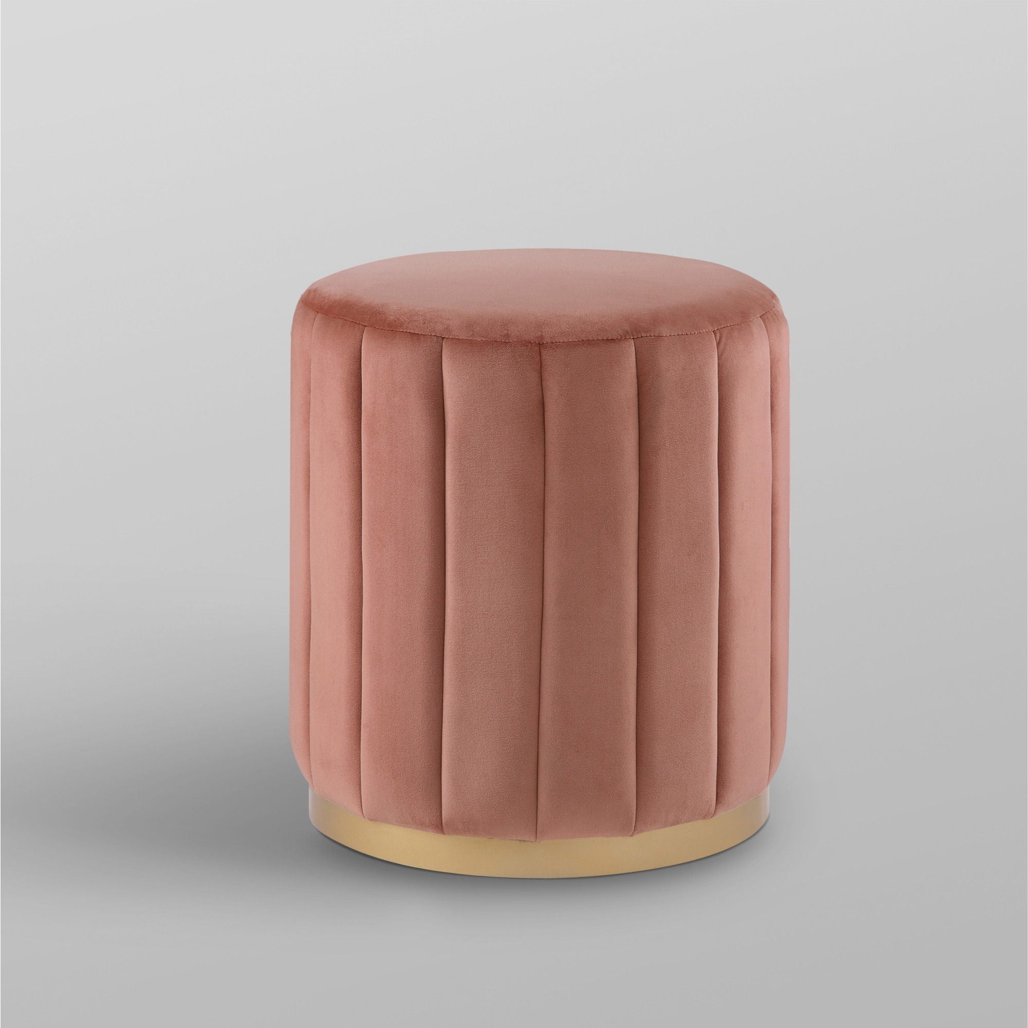 Velvet Round Ottoman - Blush / Gold