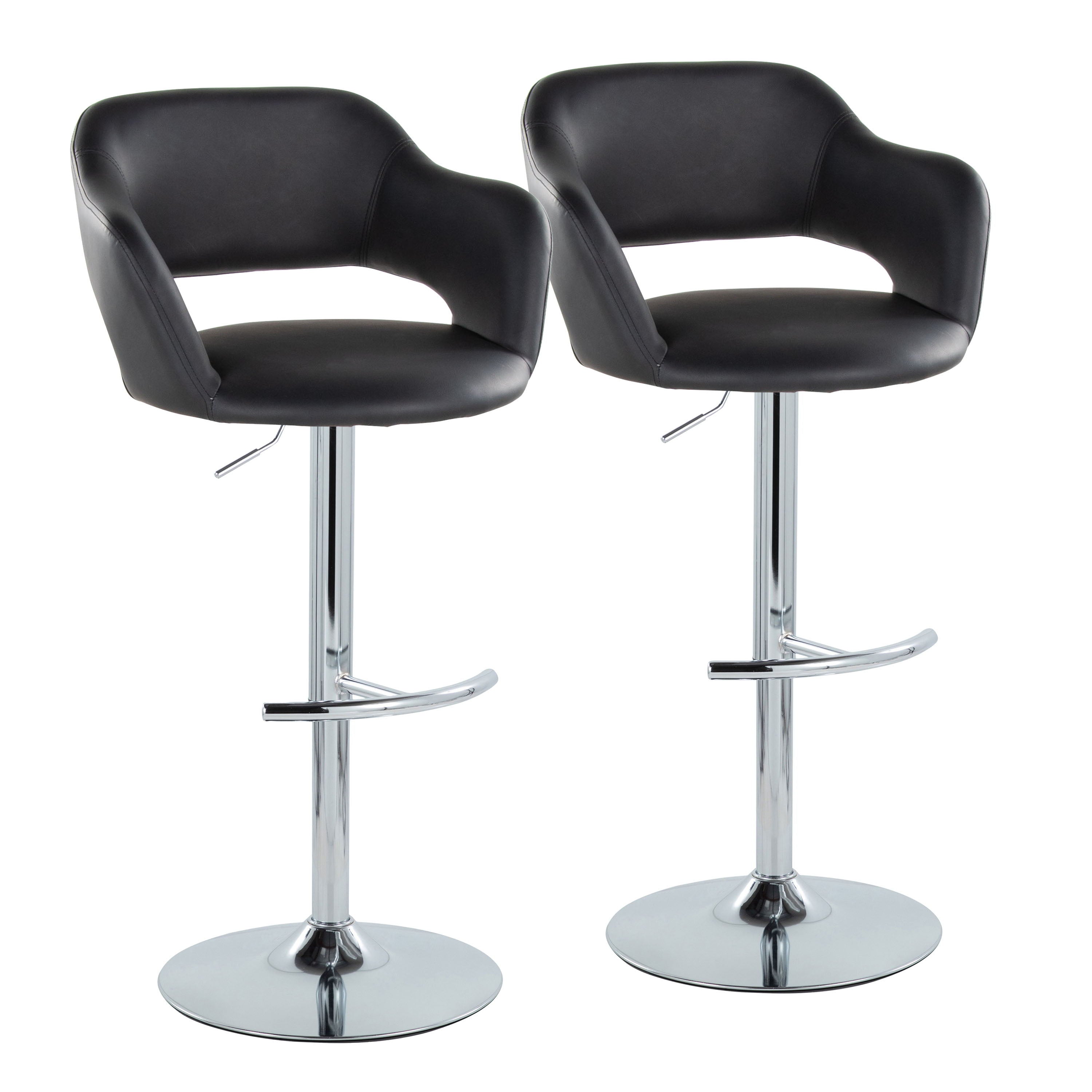 Margarite - Contemporary Ajustable Barstool With Swivel With Rounded T Footrest (Set of 2)