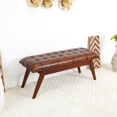 Maja - Bench - Cognac / Dark Brown - view 3