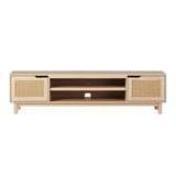 Modern Door Low TV Stand For TVs Up To 80" - Coastal Oak by Walker Edison | Bel Furniture