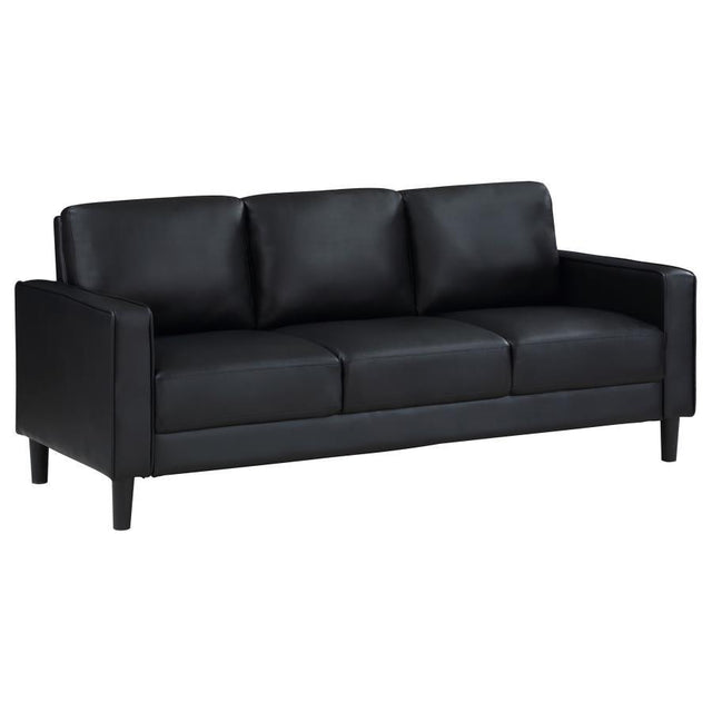 Ruth - Upholstered Track Arm Sofa Black by Coaster Fine Furniture | Bel Furniture