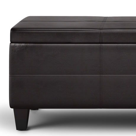 Avalon - Lift Top Rectangular Storage Ottoman - Tanners Brown by Simpli-Home | Bel Furniture