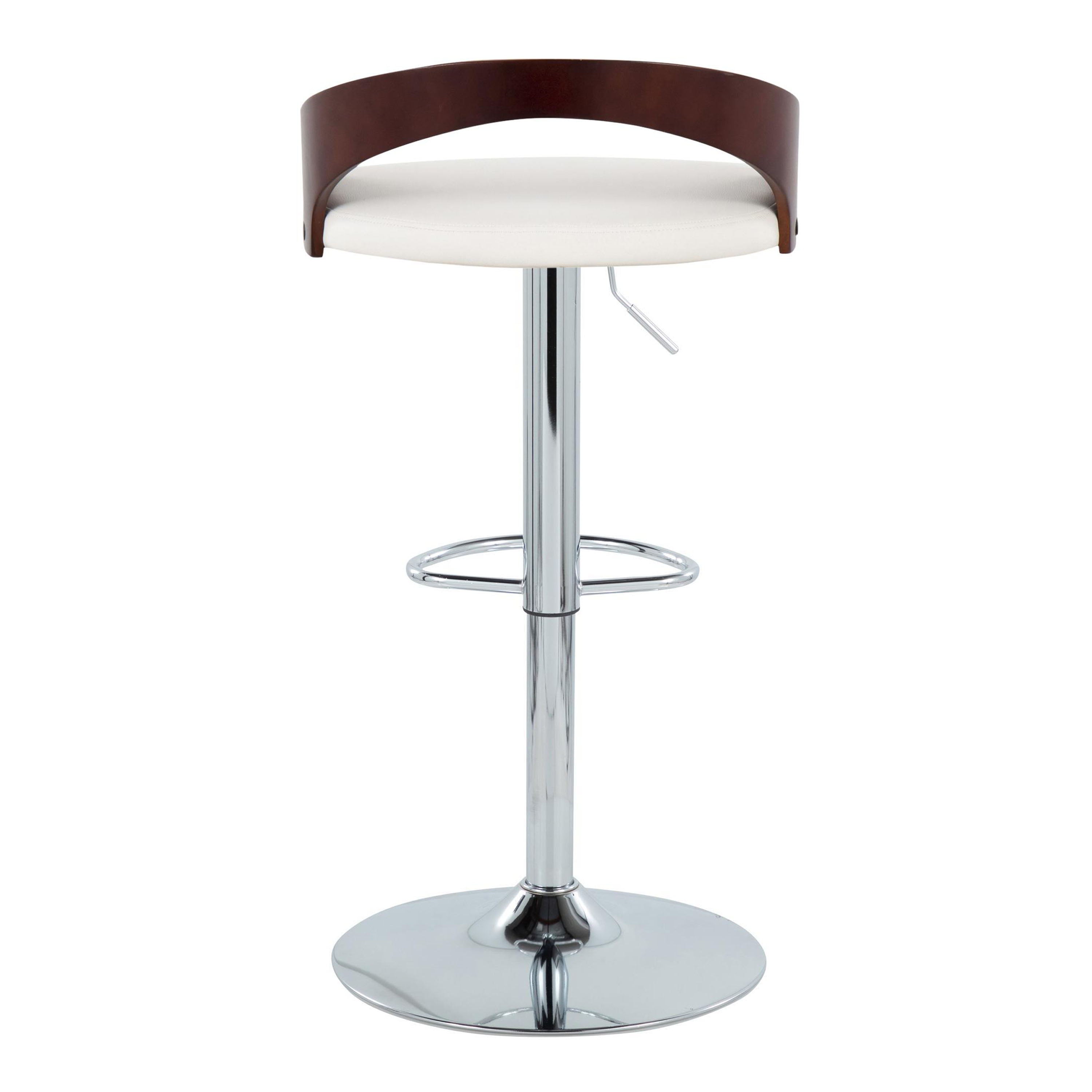 Grotto - Mid Century Modern Adjustable Height Barstool With Swivel With Oval Footrest (Set of 2)