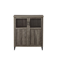 Modern Grooved Door Accent Cabinet Dark Gray by Walker Edison | Bel Furniture