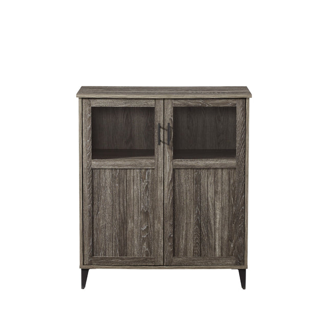 Modern Grooved Door Accent Cabinet Dark Gray by Walker Edison | Bel Furniture